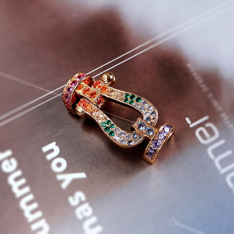 [Solara Jewelry ]FORC GROSSES HUFEISEN FARBIGES DIAMANTARMRETT SILBER