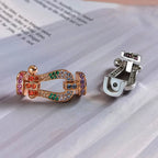 [Solara Jewelry ]FORC GROSSES HUFEISEN FARBIGES DIAMANTARMRETT SILBER