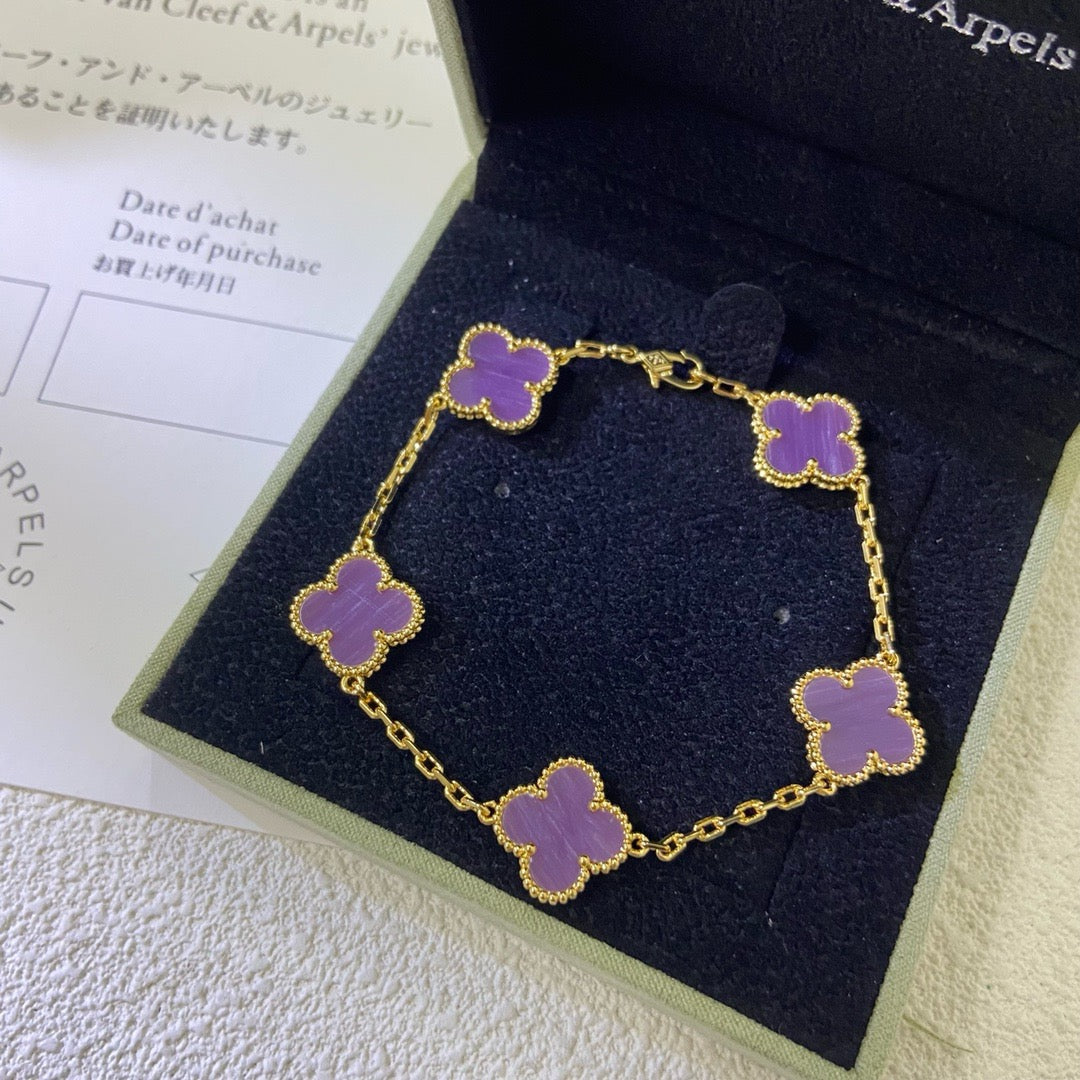 [Solara Jewelry ]KLEE 5 MOTIVE LILA VIOLETTES ARMBAND