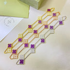 [Solara Jewelry ]クローバー 10モチーフ パープルバイオレット ダイヤモンドネックレス