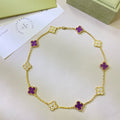 [Solara Jewelry ]クローバー 10モチーフ パープルバイオレット ダイヤモンドネックレス