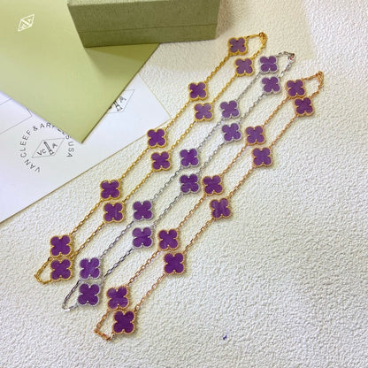 [Solara Jewelry] KLEEBELATT 10 MOTIVE LILA VIOLETT HALSKETTE