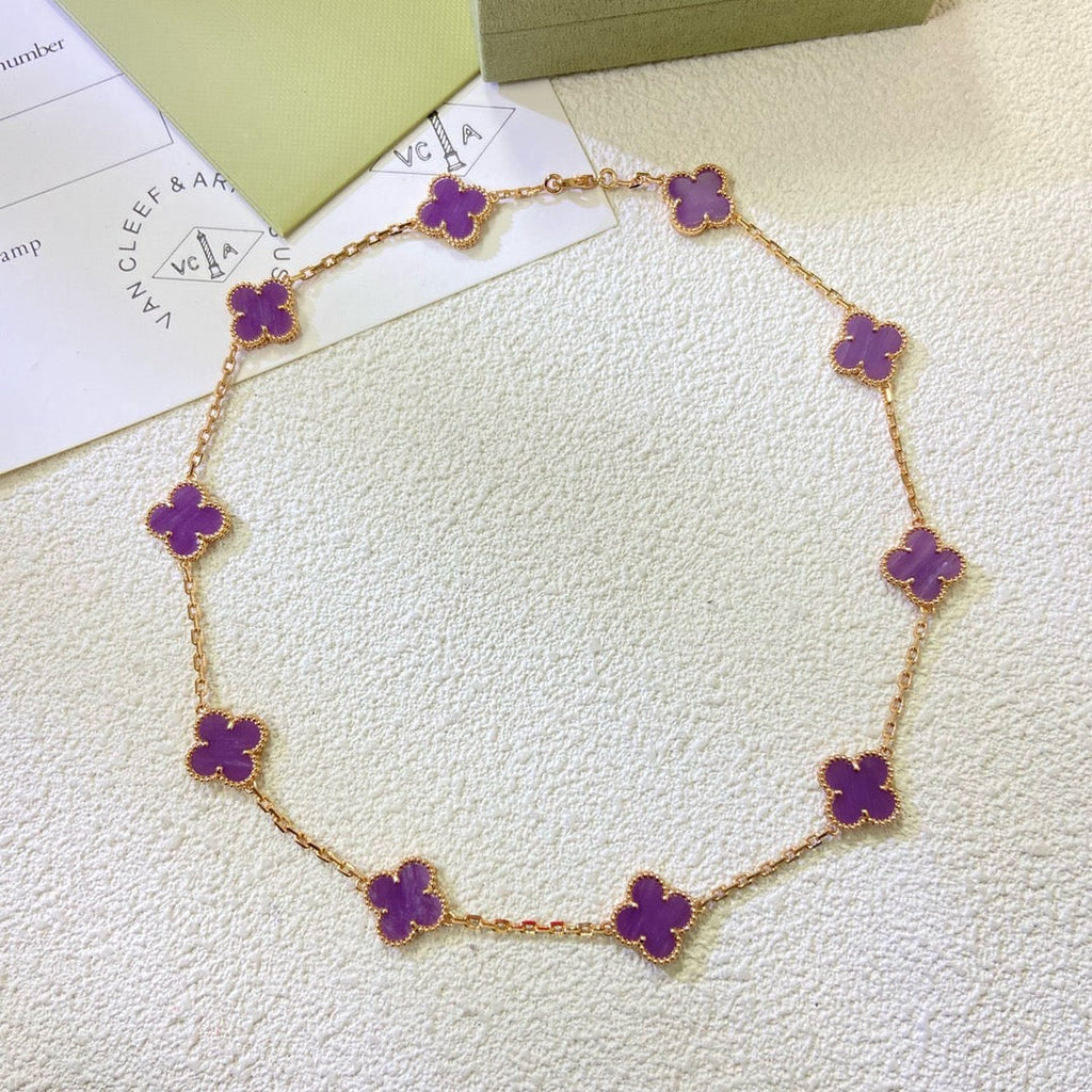 [Solara Jewelry ]クローバー 10モチーフ パープルバイオレット ネックレス