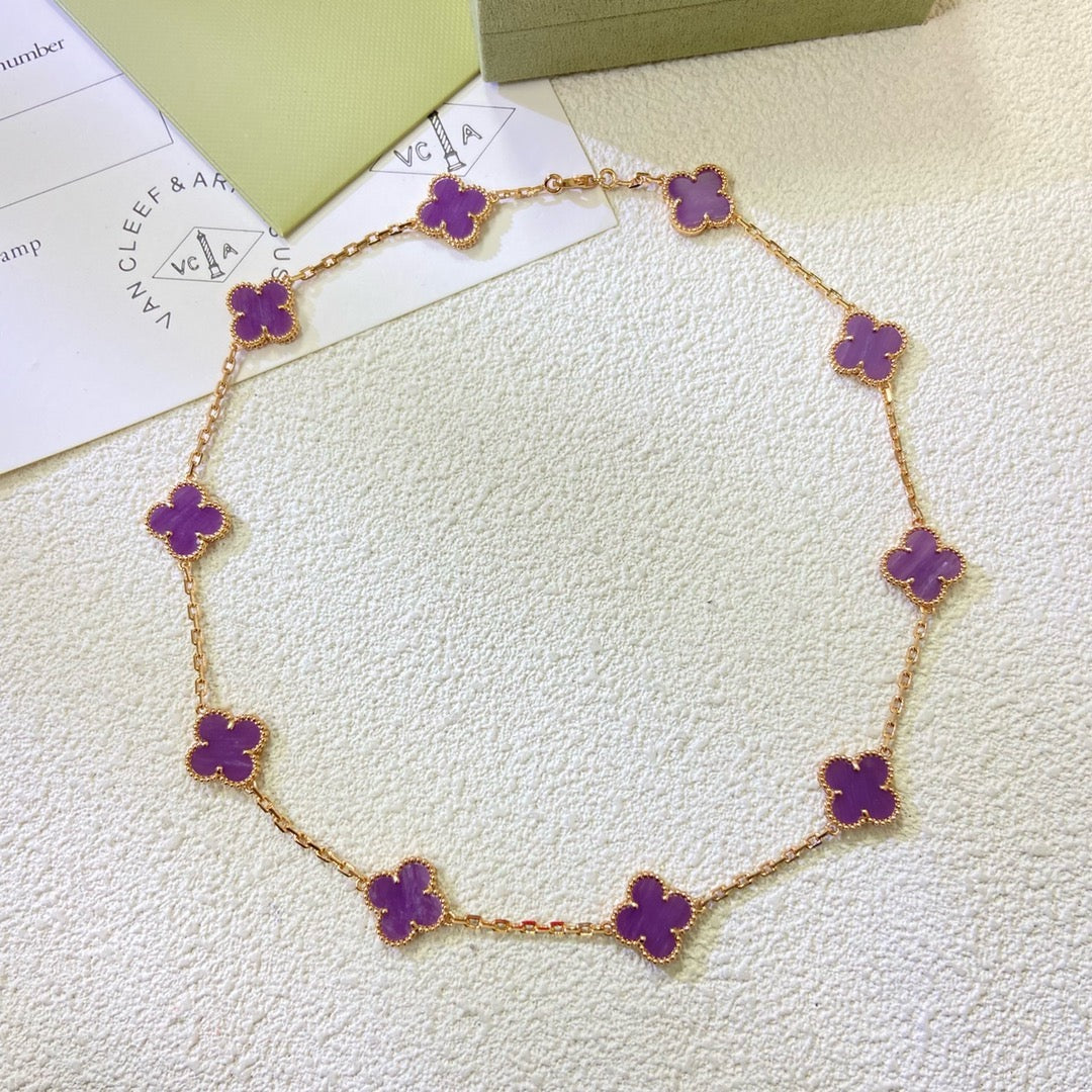 [Solara Jewelry ]クローバー 10モチーフ パープルバイオレット ネックレス