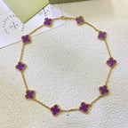 [Solara Jewelry ]クローバー 10モチーフ パープルバイオレット ネックレス
