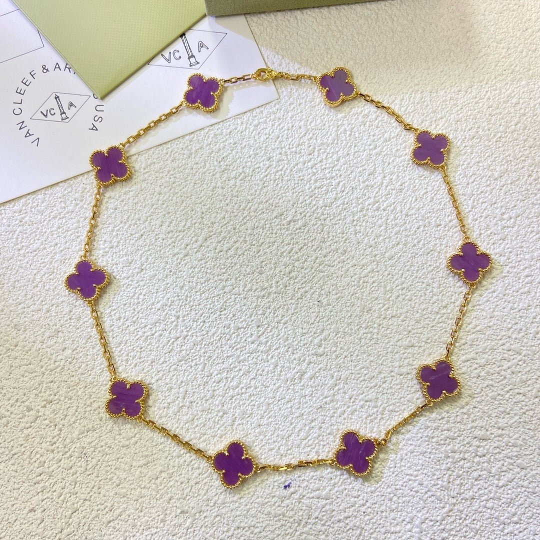 [Solara Jewelry ]クローバー 10モチーフ パープルバイオレット ネックレス