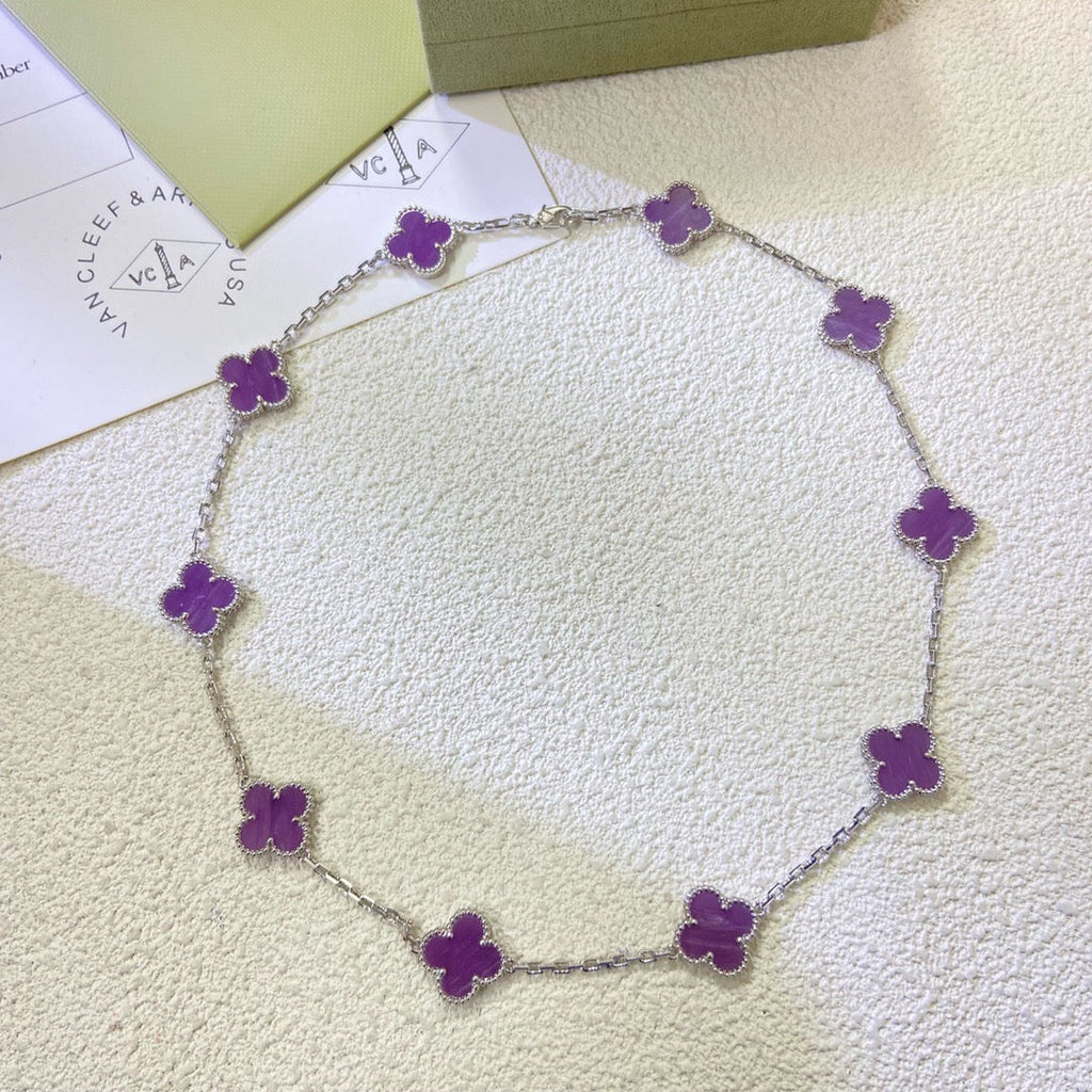[Solara Jewelry ]クローバー 10モチーフ パープルバイオレット ネックレス