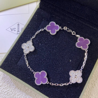 [Solara Jewelry ]KLEE 5 MOTIVE LILA-VIOLETTE DIAMANTEN-ARMBAND