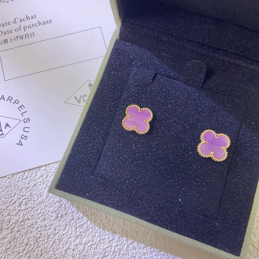 [Solara Jewelry ]CLOVER MINI 9.5MM PURPLE VIOLET EARRINGS
