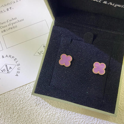 [Solara Jewelry ]CLOVER MINI 9.5MM PURPLE VIOLET EARRINGS