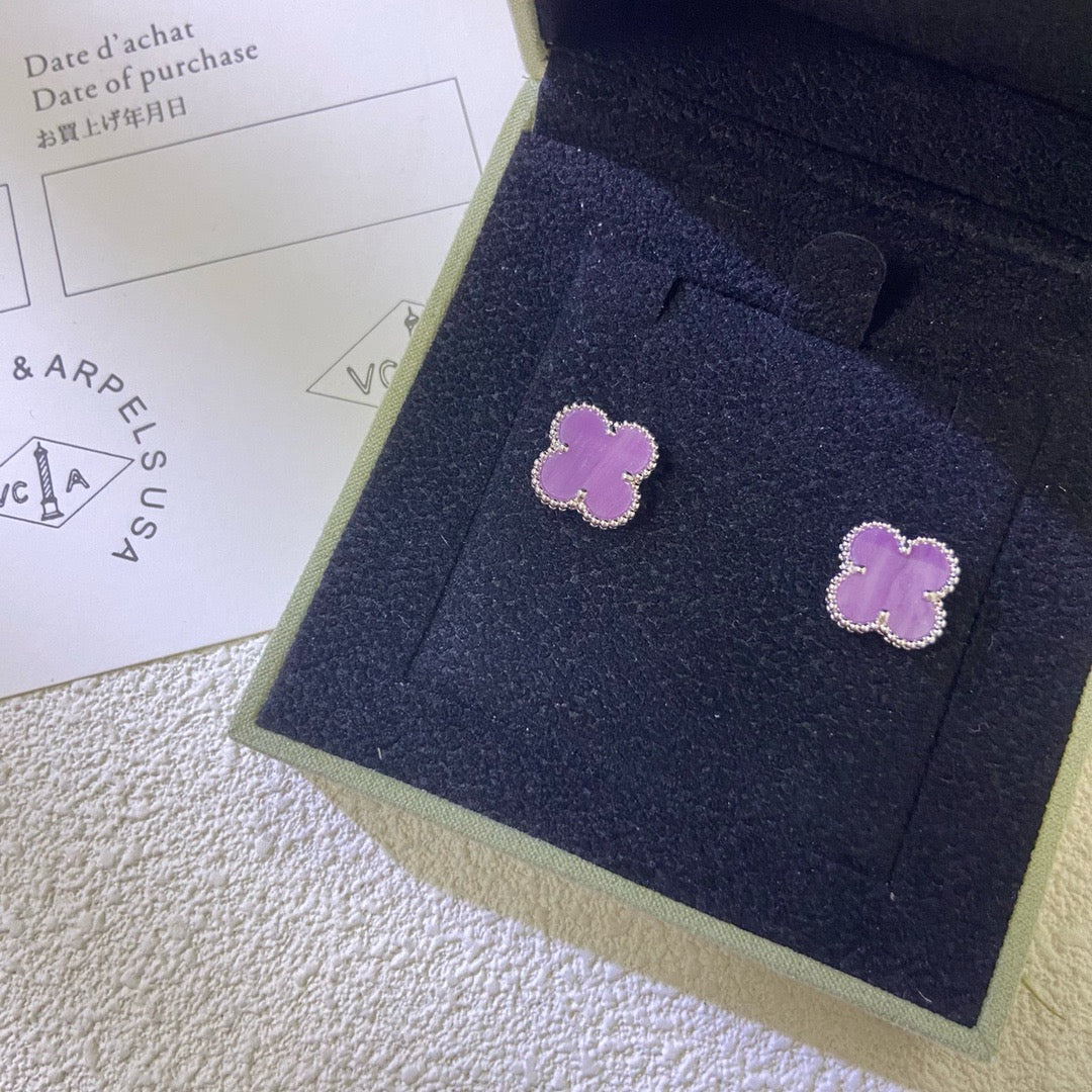 [Solara Jewelry ]CLOVER MINI 9.5MM PURPLE VIOLET EARRINGS