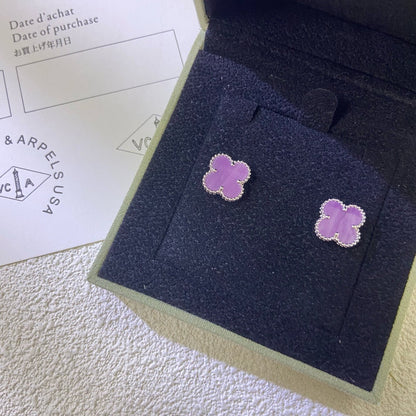 [Solara Jewelry ]CLOVER MINI 9.5MM PURPLE VIOLET EARRINGS