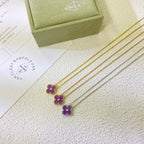 [Solara Jewelry ]クローバー 15MM ダイヤモンド パープルバイオレット ネックレス