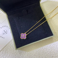 [Solara Jewelry ]CLOVER 15MM DIAMOND  PURPLE VIOLET NECKLACE