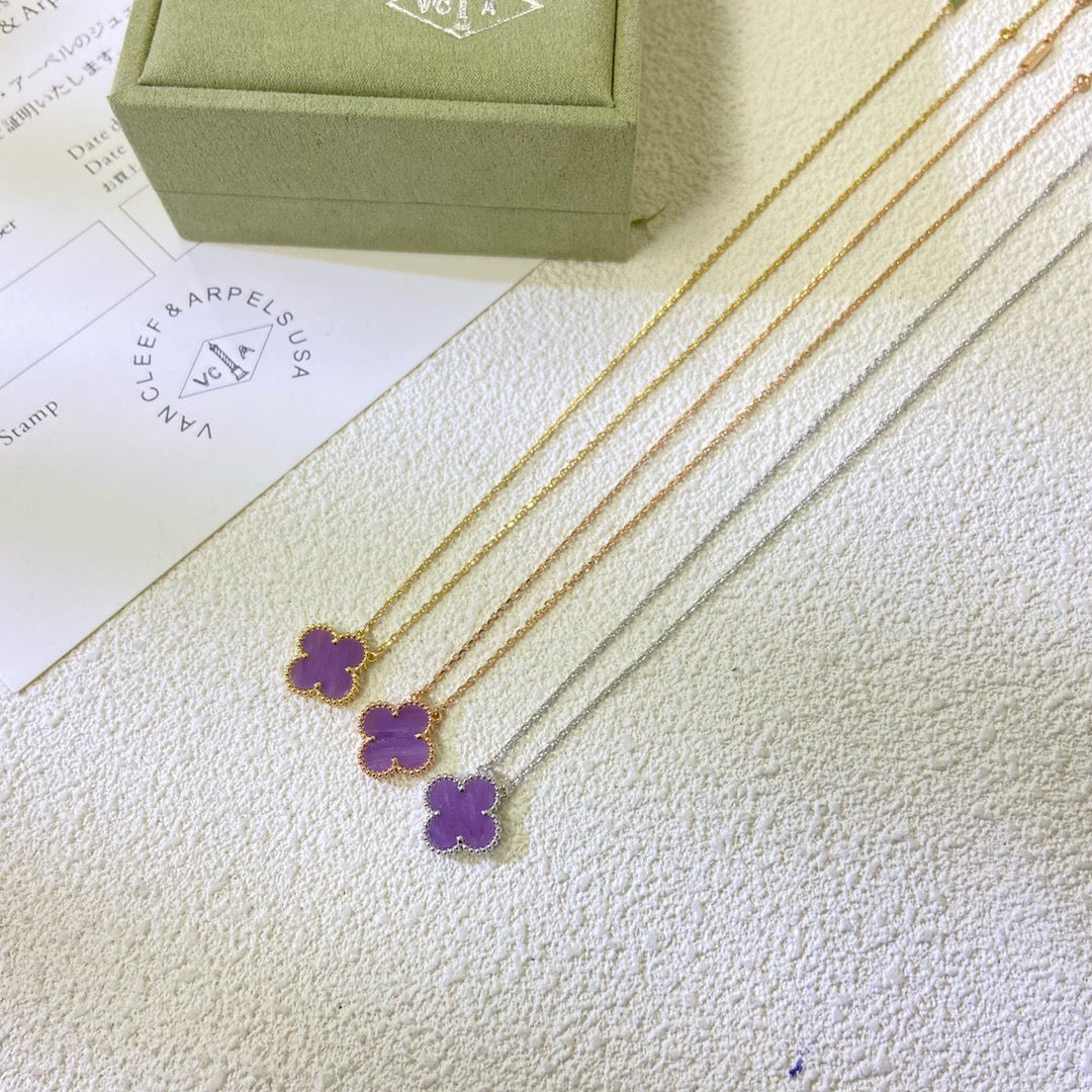 [ソララジュエリー] クローバー 15mm パープルバイオレットネックレス