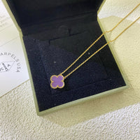 [Solara Jewelry ]CLOVER 15MM  PURPLE VIOLET NECKLACE