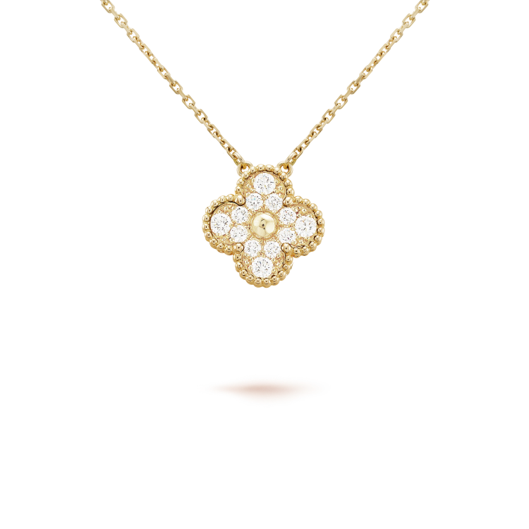 [Solara Jewelry ]KLEE 15MM DIAMANT EINZELBLUMEN HALSKETTE