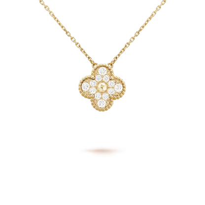 [Solara Jewelry ]KLEE 15MM DIAMANT EINZELBLUMEN HALSKETTE