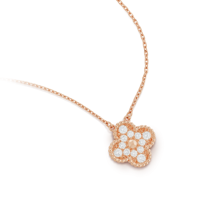 [Solara Jewelry ]KLEE 15MM DIAMANT EINZELBLUMEN HALSKETTE
