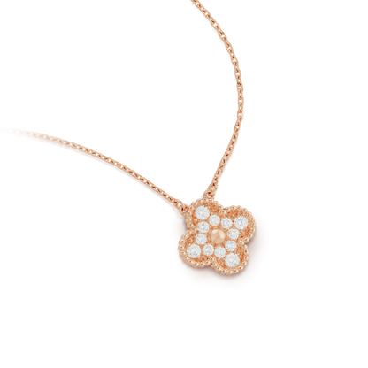 [Solara Jewelry ]KLEE 15MM DIAMANT EINZELBLUMEN HALSKETTE