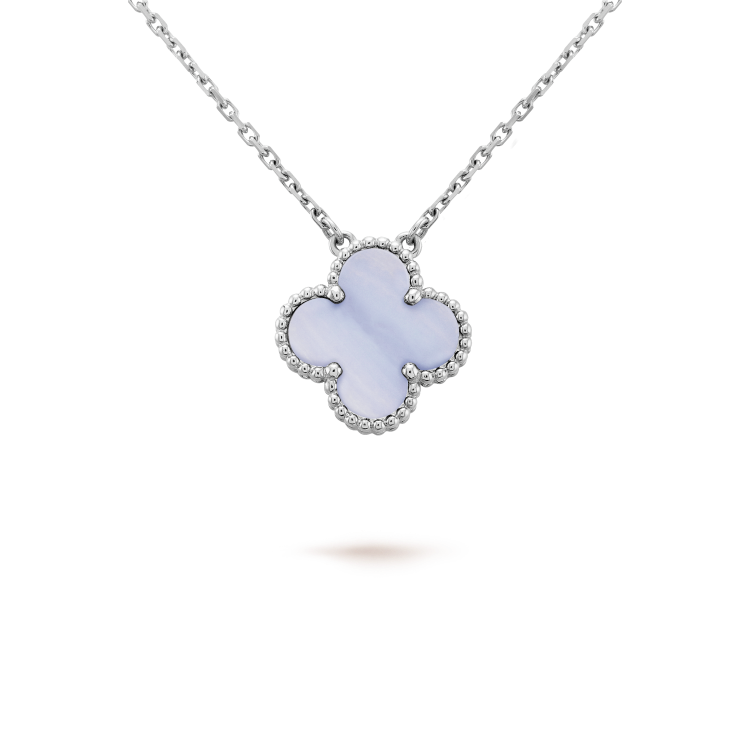 [Solara Jewelry] KLEEBRA 15MM BLAUER CHALZEDON HALSKETTE SILBER