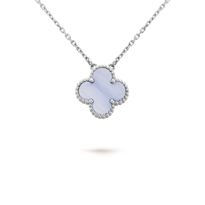 [Solara Jewelry ]クローバー 15MM ブルーカルセドニー ネックレス シルバー