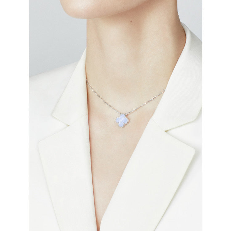 [Solara Jewelry] KLEEBRA 15MM BLAUER CHALZEDON HALSKETTE SILBER