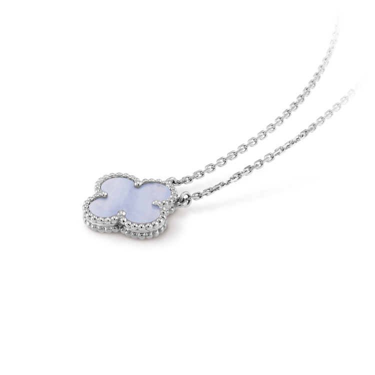[Solara Jewelry] KLEEBRA 15MM BLAUER CHALZEDON HALSKETTE SILBER