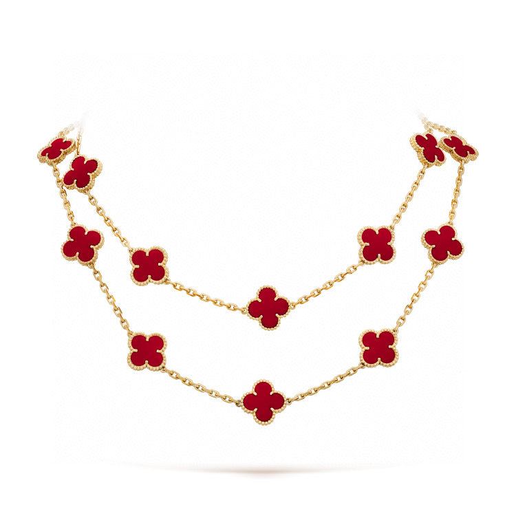 [Solara Jewelry ]クローバー 20モチーフ カーネリアン ネックレス