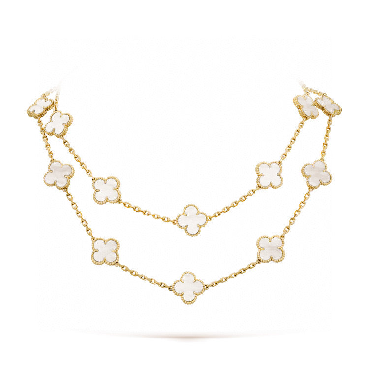[Solara Jewelry ]クローバー 20モチーフ ホワイトマザーオブパール ネックレス