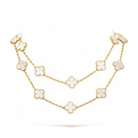 [Solara Jewelry ]CLOVER 20 MOTIFS WHITE MOP NECKLACE