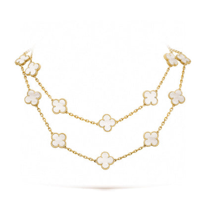 [Solara Jewelry ]クローバー 20モチーフ ホワイトマザーオブパール ネックレス