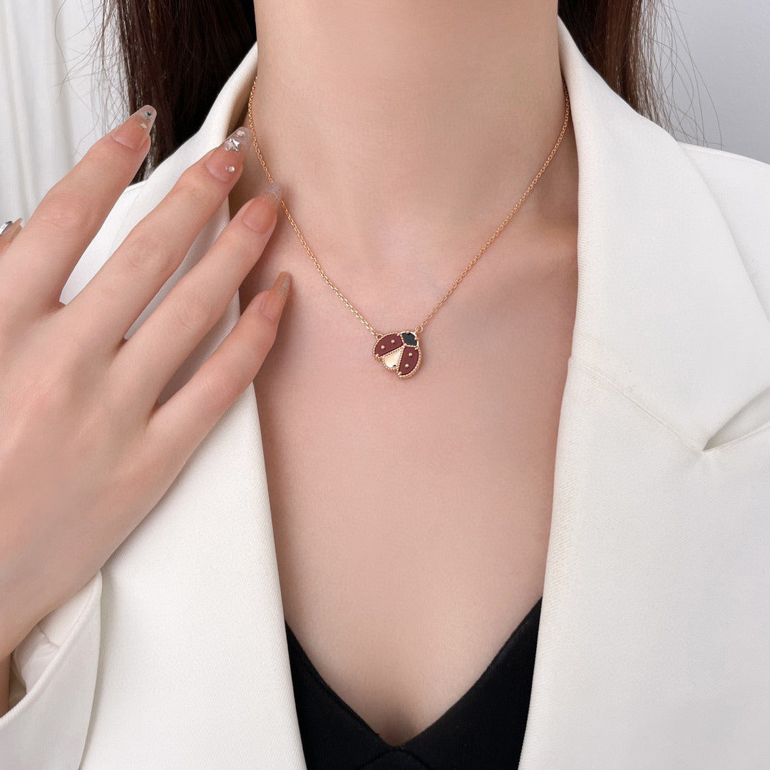 [Solara Jewelry ]LUCKY カーネリアン てんとう虫 ネックレス