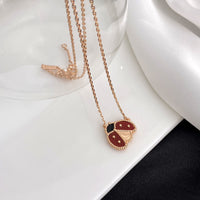 [Solara Jewelry ]LUCKY  CARNELIANS LADYBUG NECKLACE