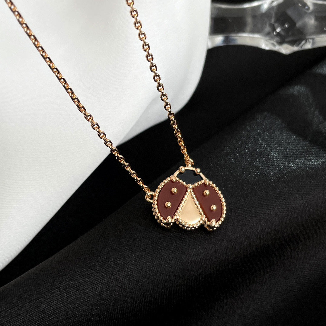 [Solara Jewelry ]LUCKY カーネリアン てんとう虫 ネックレス
