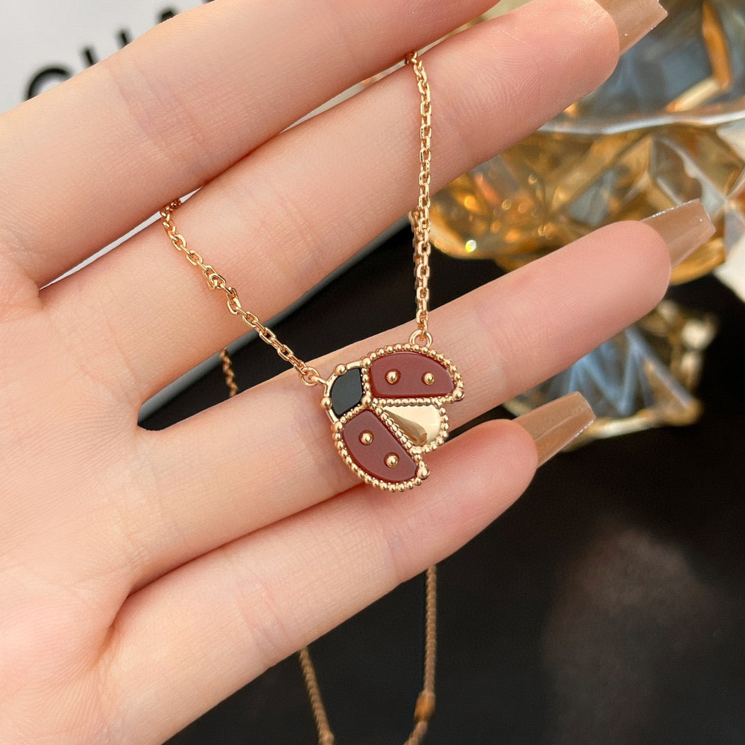 [Solara Jewelry ]LUCKY カーネリアン てんとう虫 ネックレス