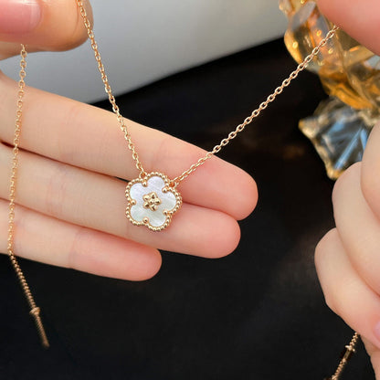 [Solara Jewelry ]GLÜCKLICHE WEISSE PERLMUTT PFLAUMENBLÜTEN-HALSKETTE