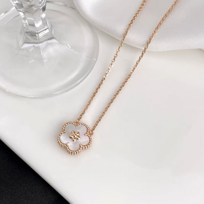 [Solara Jewelry ]GLÜCKLICHE WEISSE PERLMUTT PFLAUMENBLÜTEN-HALSKETTE