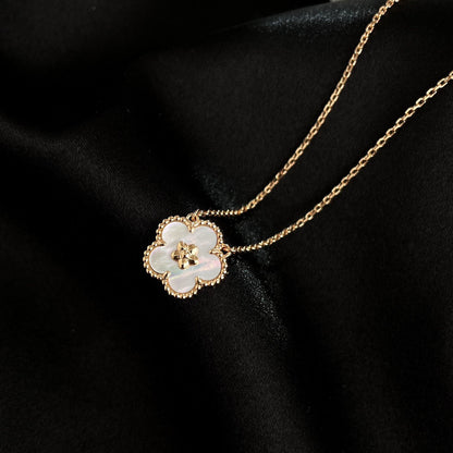 [Solara Jewelry ]GLÜCKLICHE WEISSE PERLMUTT PFLAUMENBLÜTEN-HALSKETTE