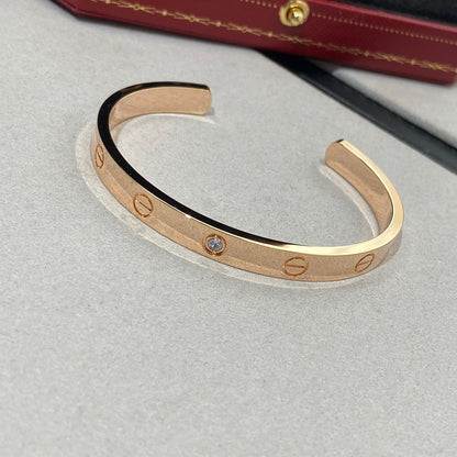 [ソララジュエリー ]ラブブレスレット 6.1mm 1ダイヤモンドオープンカフ