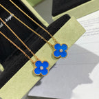 [Solara Jewelry] KLEEBRAUM 15MM DIAMANT UND BLAUES ACHAT HALSKETTE