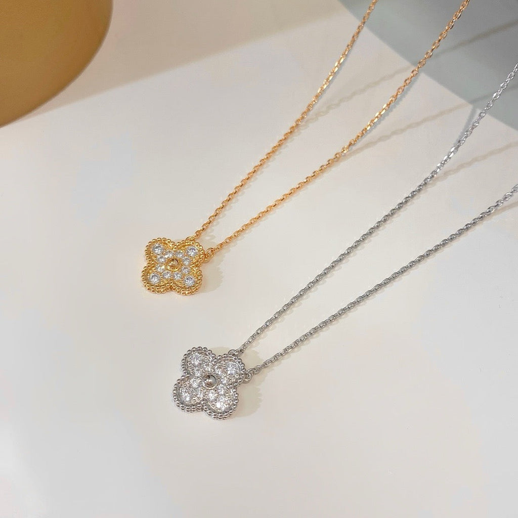 [Solara Jewelry ]KLEE 15MM DIAMANT EINZELBLUMEN HALSKETTE