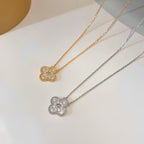 [Solara Jewelry ]KLEE 15MM DIAMANT EINZELBLUMEN HALSKETTE