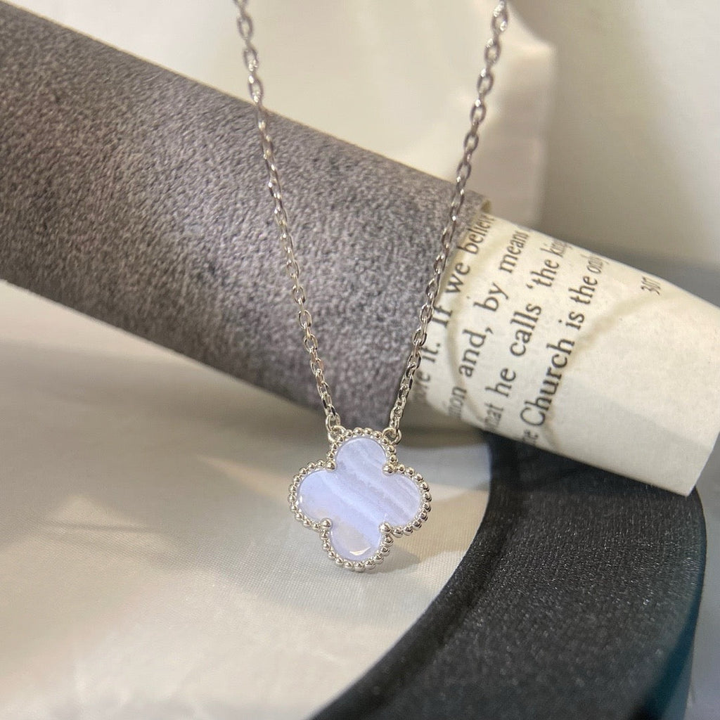 [Solara Jewelry] KLEEBRA 15MM BLAUER CHALZEDON HALSKETTE SILBER