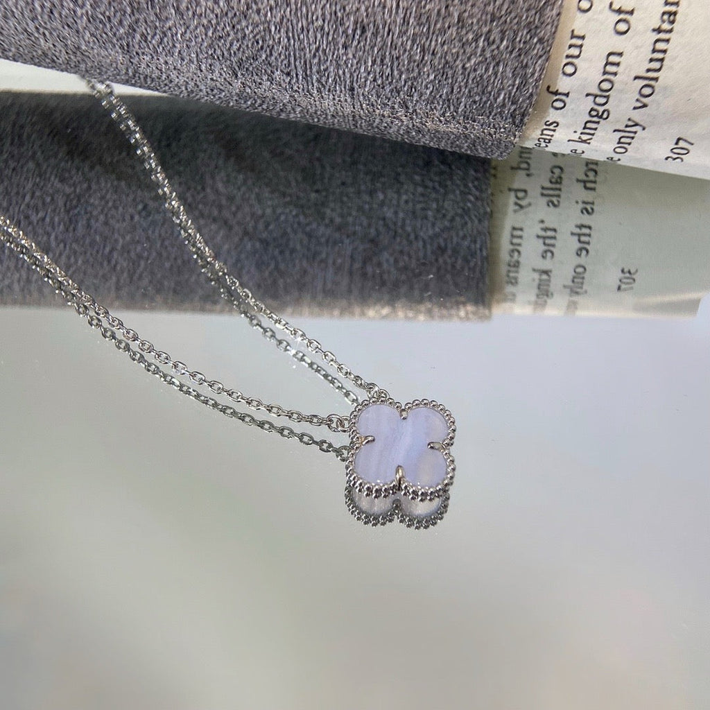 [Solara Jewelry] KLEEBRA 15MM BLAUER CHALZEDON HALSKETTE SILBER
