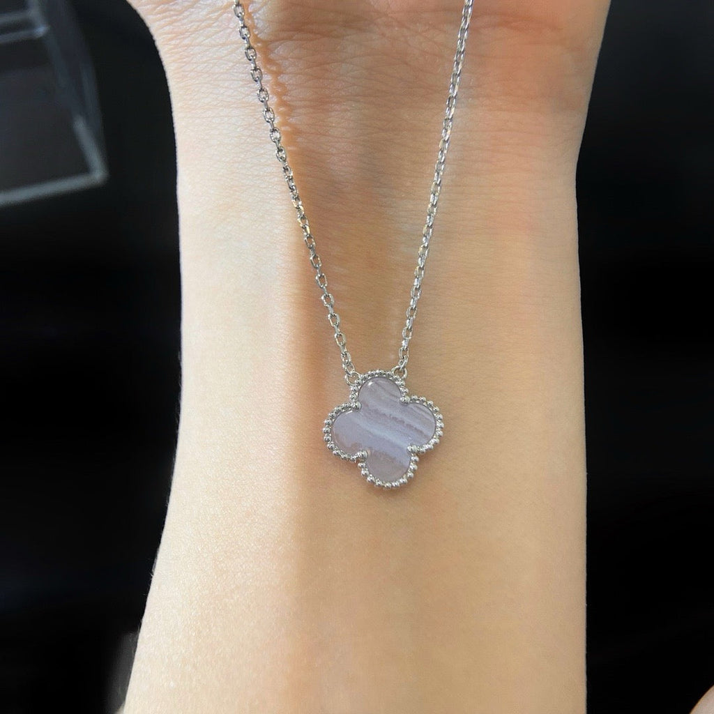 [Solara Jewelry] KLEEBRA 15MM BLAUER CHALZEDON HALSKETTE SILBER