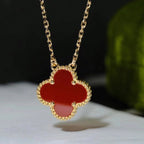 [Solara Jewelry ]CLOVER 15MM カーネリアン シングル フラワー ネックレス