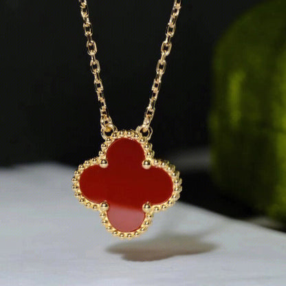 [Solara Jewelry ]CLOVER 15MM カーネリアン シングル フラワー ネックレス