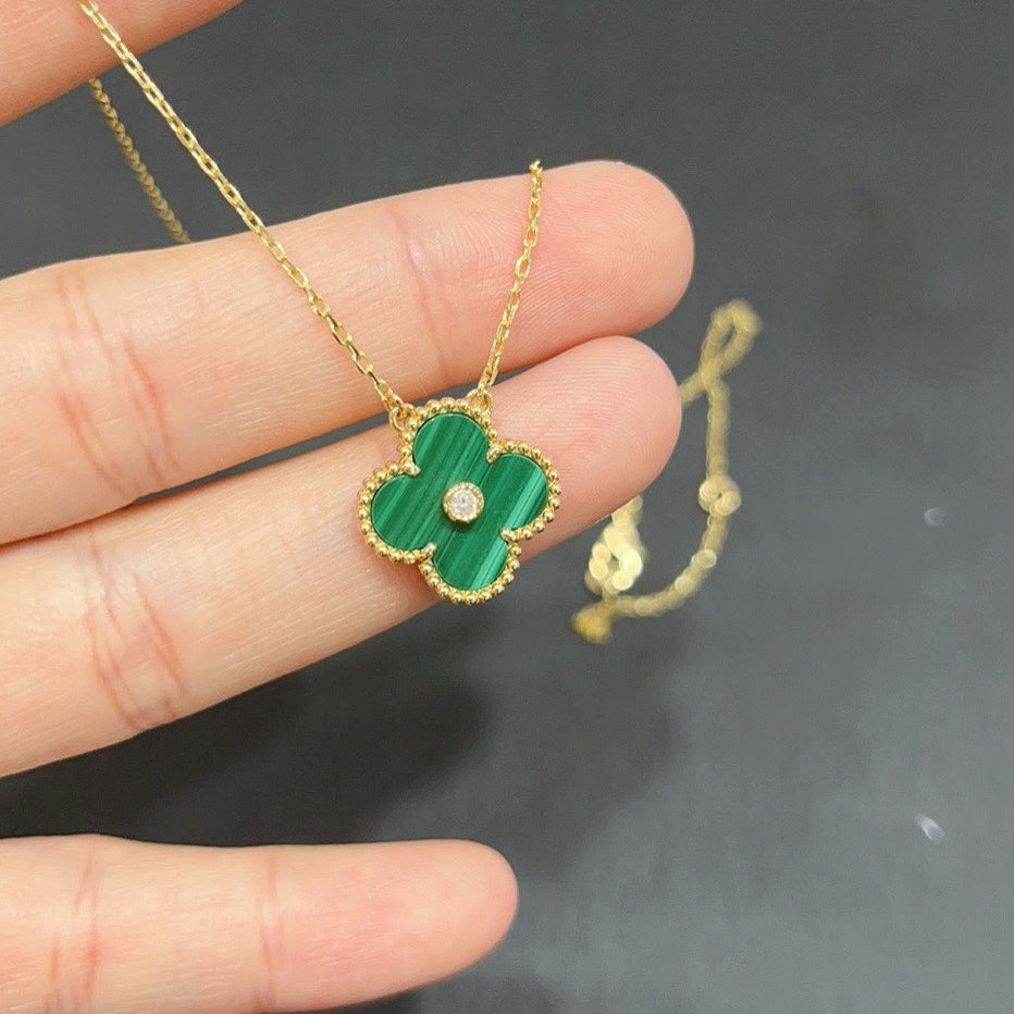 [Solara Jewelry ]クローバー 15mm ダイヤモンド ターコイズ ネックレス