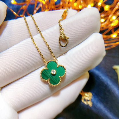 [Solara Jewelry ]クローバー 15mm ダイヤモンド ターコイズ ネックレス